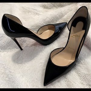 Christian Louboutin Iriza Patent Open- Side Red Sole Pump 37.5